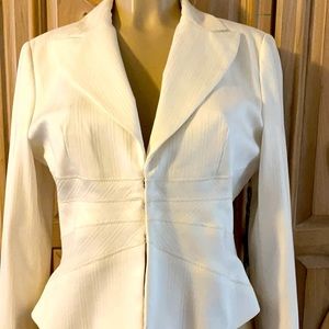 Bebe white on white stripe lined spring blazer  10